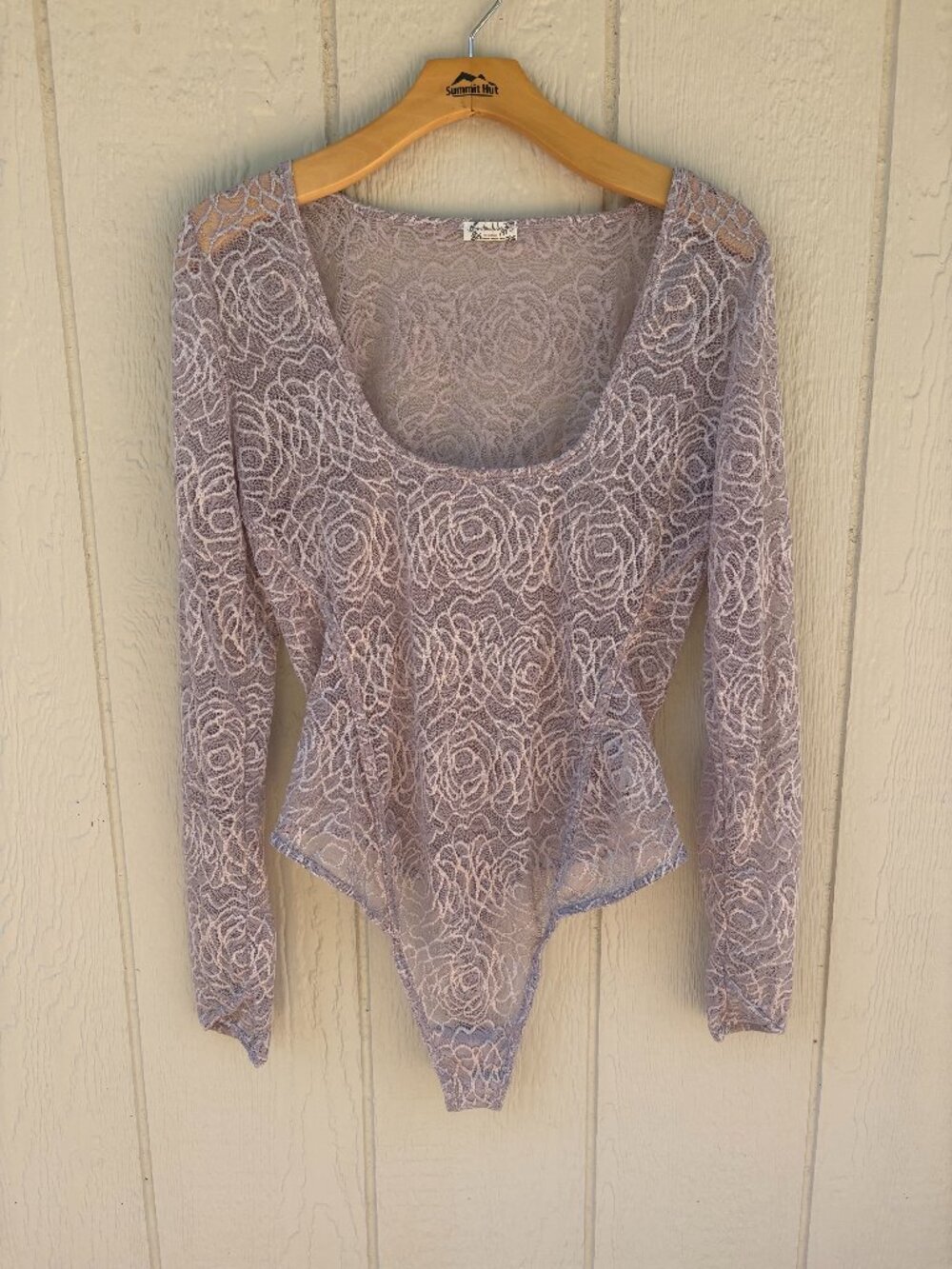 Intimately Free People In My Head Bodysuit Women's‎ M Lavender Sheer Lace Floral